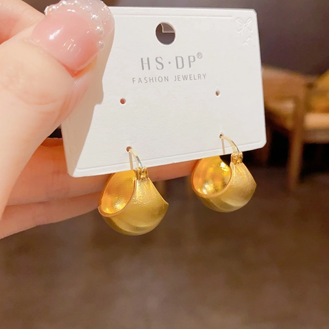 Retro Minimalistische 14K Vergoldete Kupfer Ohrringe Damen Gebürstete Metall U-Förmige Creolen Schmuck Geschenk