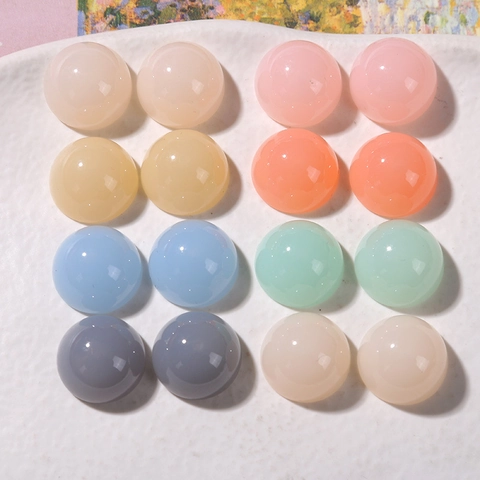 DIY Resin Cabochon Half Round Translucent Jelly Color Beads For Jewelry Making Earrings Hair Clips Phone Case Decoration