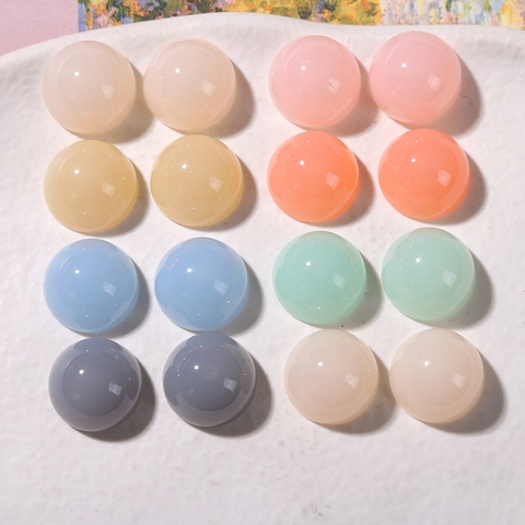 DIY Resin Cabochon Half Round Translucent Jelly Color Beads For Jewelry Making Earrings Hair Clips Phone Case Decoration