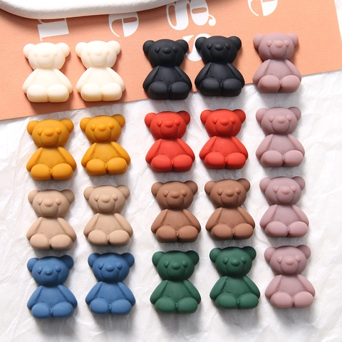 Cute Cartoon Matte Resin Bear DIY Accessories For Jewelry Making Hairclip Decoration Frosted 3D Bear Resin Crafting Materials