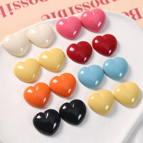 Glossy Resin Heart Charms Flatback Cabochons For DIY Jewelry Earring Hair Clip Phone Case Decoration Chic Crafting Supplies