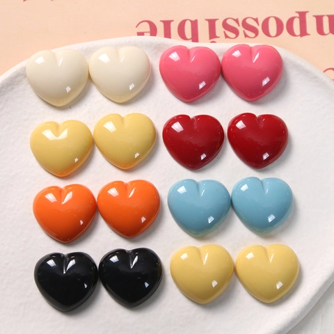 Glossy Resin Heart Charms Flatback Cabochons For DIY Jewelry Earring Hair Clip Phone Case Decoration Chic Crafting Supplies