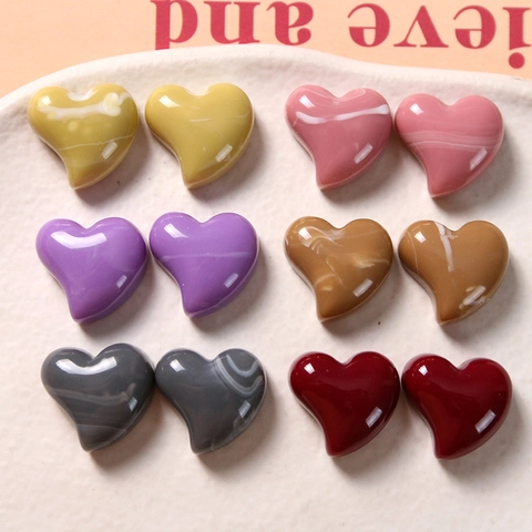 Heart Shape Resin DIY Jewelry Accessories Marble Pattern Heart Charms For Earrings Hair Clips Phone Case Decoration Materials