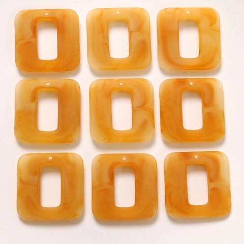 DIY Jewelry Accessory Caramel Marble Pattern Square Frame Resin Pendant For Earrings Phone Case Handmade Craft Findings