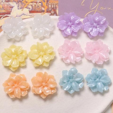 Glitter Gardenia Flower Resin Patch DIY Handmade Earrings Headwear Buttons Phone Case Decoration Flatback Floral Accessories