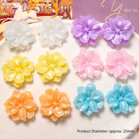 Glitter Gardenia Flower Resin Patch DIY Handmade Earrings Headwear Buttons Phone Case Decoration Flatback Floral Accessories
