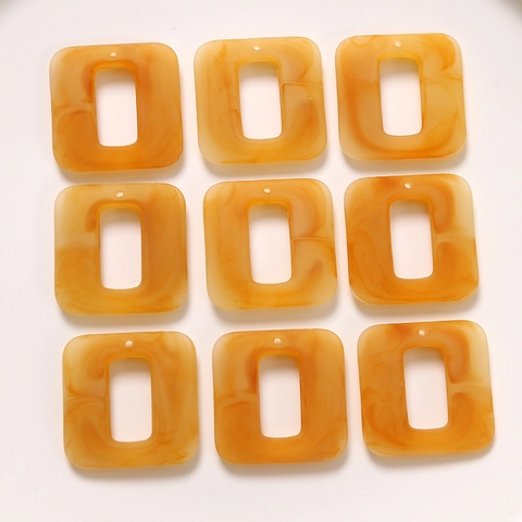 DIY Jewelry Accessory Caramel Marble Pattern Square Frame Resin Pendant For Earrings Phone Case Handmade Craft Findings