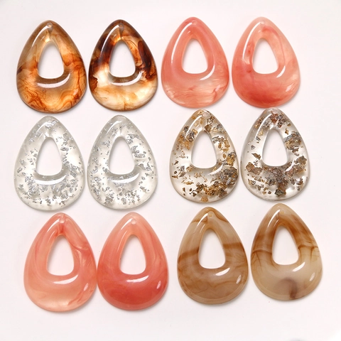 DIY Hars Geometrische Waterdruppel Hangers Sieraden Maken Accessoires Folie Inleg Marmertextuur Charms Voor Oorbellen
