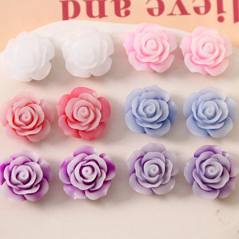 Vintage Resin Rose Flower Charms For DIY Jewelry Making Earrings Hair Clips Phone Case Decor Rubber Paint Finish Pendants