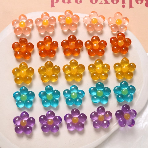 Cute Resin Flower DIY Accessories Colorful Flatback Cabochon For Hair Clips Phone Case Jewelry Making Craft Materials