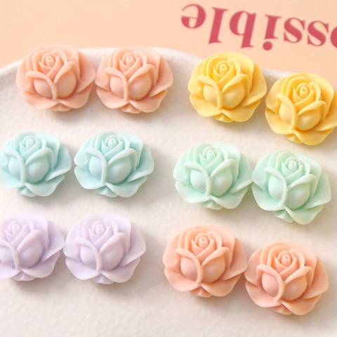 Acrylic Rose Flower Patch Macaron Color DIY Jewelry Accessories For Earrings Hair Clip Phone Case Decoration Handcrafted Material
