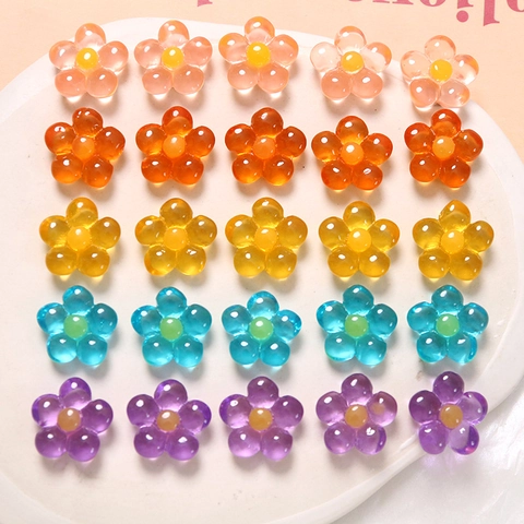 Cute Resin Flower DIY Accessories Colorful Flatback Cabochon For Hair Clips Phone Case Jewelry Making Craft Materials