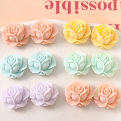 Acrylic Rose Flower Patch Macaron Color DIY Jewelry Accessories For Earrings Hair Clip Phone Case Decoration Handcrafted Material