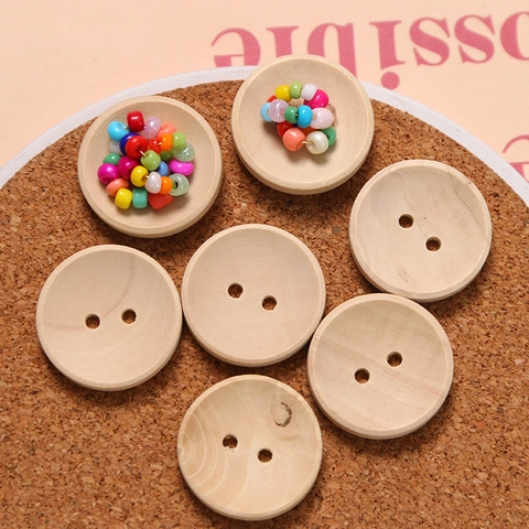 Natural Round Wood Buttons Bowl Shaped Concave Two Holes Wooden Fasteners For DIY Sewing Clothing Crafts Polished Button