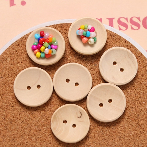 Natural Round Wood Buttons Bowl Shaped Concave Two Holes Wooden Fasteners For DIY Sewing Clothing Crafts Polished Button