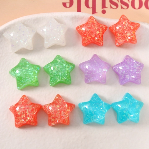 Patch in Resina Colorata a Forma di Stella Accessori Pentagramma Glitter DIY per Creazione Gioielli Decorazione Custodia Telefono