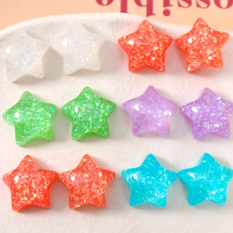 Patch in Resina Colorata a Forma di Stella Accessori Pentagramma Glitter DIY per Creazione Gioielli Decorazione Custodia Telefono