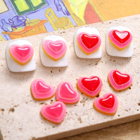 Mini Accessori DIY in Resina a Forma di Cuore 3D per Nail Art Custodia Telefono Gioielli Stile Dolce Decorativo