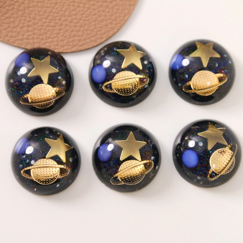 Cabochon in Resina Galassia Cielo Stellato Pianeta Con Design Stella Pianeta Glitter DIY Accessori Gioielli per Orecchini