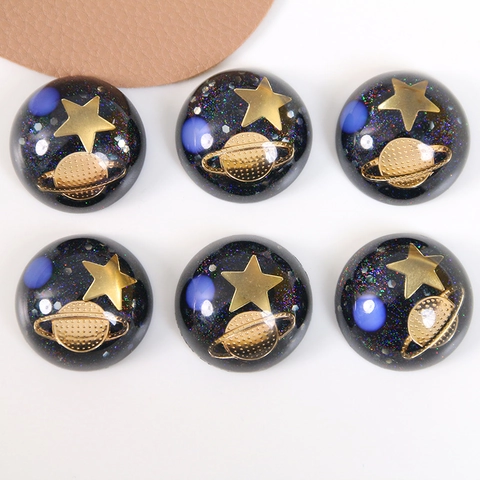 Cabochon in Resina Galassia Cielo Stellato Pianeta Con Design Stella Pianeta Glitter DIY Accessori Gioielli per Orecchini