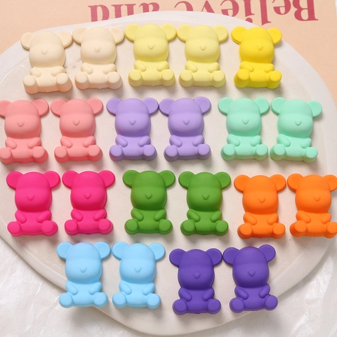 Schattige Matte Rubberen Afwerking Effen Kleur Beer Charms Voor DIY Sieraden Maken Haarclip Telefoonhoesje Decoratie Accessoire