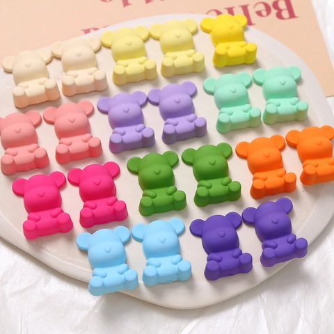 Schattige Matte Rubberen Afwerking Effen Kleur Beer Charms Voor DIY Sieraden Maken Haarclip Telefoonhoesje Decoratie Accessoire