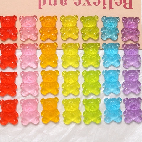 Samurai Bear Resin DIY Accessories Candy Color Translucent Bear Patch For Phone Case Hair Clips Handmade Jewelry Making Crafts