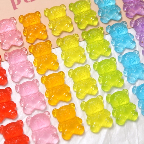 Samurai Bear Resin DIY Accessories Candy Color Translucent Bear Patch For Phone Case Hair Clips Handmade Jewelry Making Crafts