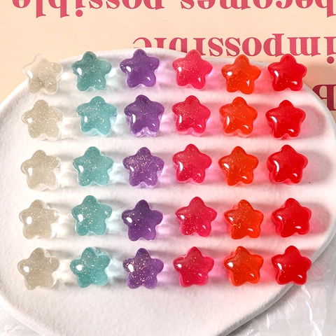Accessori in Resina a Forma di Stella DIY Con Brillantini per Creazione Gioielli Orecchini Fermacapelli Cover Cellulare Stile Ins
