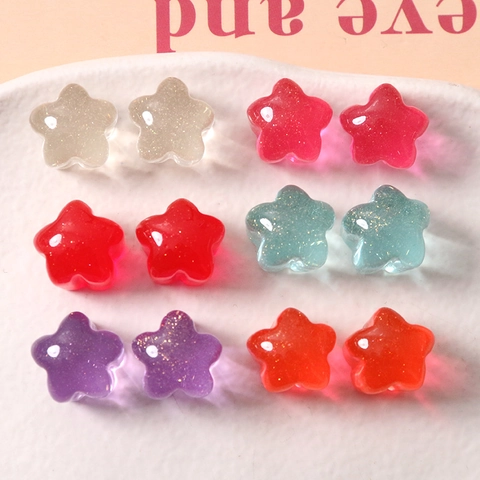 Accessori in Resina a Forma di Stella DIY Con Brillantini per Creazione Gioielli Orecchini Fermacapelli Cover Cellulare Stile Ins