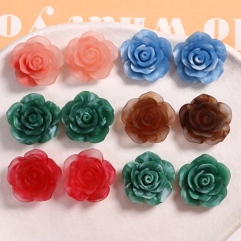Stile Showa Giapponese Lavaggio a Inchiostro Rosa Resina Accessori Gioielli Fai da Te per Orecchini Fermagli Capelli Custodie Cellulare Materiale Decorativo