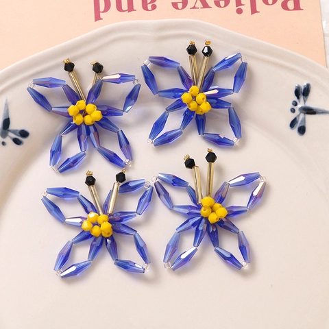 Accessori in Perline DIY Tessute a Mano a Forma di Farfalla in Acrilico Blu Klein per Gioielli Molletta Capelli Cover Telefono