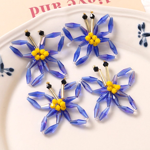 Accessori in Perline DIY Tessute a Mano a Forma di Farfalla in Acrilico Blu Klein per Gioielli Molletta Capelli Cover Telefono
