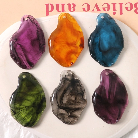 Retro Tusche Harz Anhänger Unregelmäßige Marmor Textur Charms Mit Loch Für DIY Ohrringe Haarschmuck Handyhülle Material