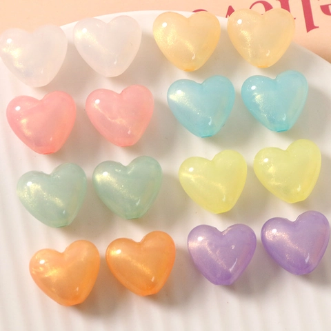 Ciondoli in Resina a Cuore Glitter DIY Stile Giapponese Perla Artificialto Künstliche Perle Forate 3D per Creazione Gioielli Orecchini Accessori Fermagli per Capelli