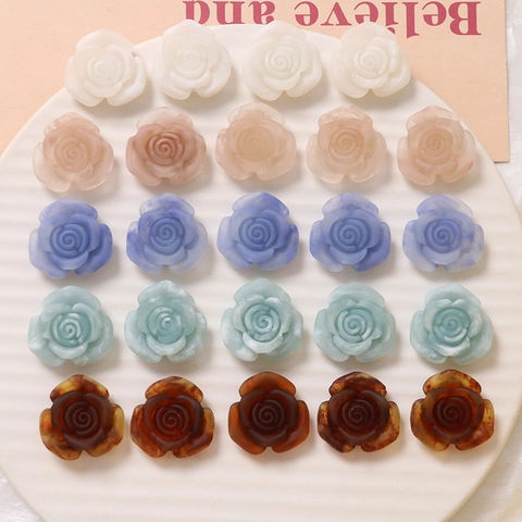 Matte Resin Rose Flower Charms For DIY Earrings Phone Case Romantic Sweet Botanical Jewelry Making Findings Decor Accessories