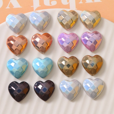 Geometric Faceted Heart Shape Glass Crystal DIY Jewelry Charms Imitation Mother Of Artificial Pearl Luster For Women Earring Crafting
