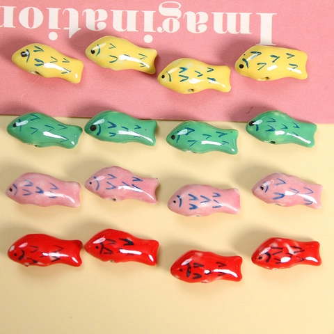 3D Koi Fish Ceramic Beads DIY Handmade Jewelry Accessories Cartoon Animal Simulation Porcelain Beads For Earrings Decor