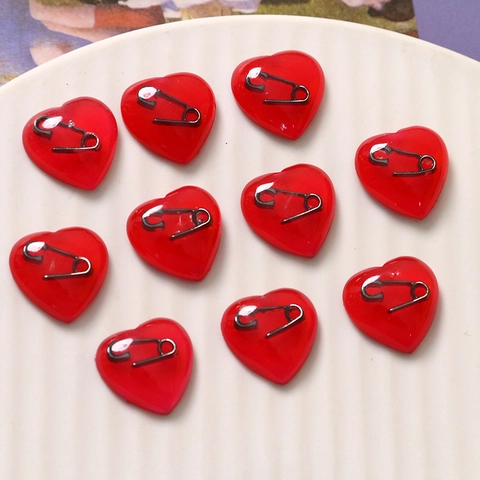Creativi Ciondoli a Cuore in Resina Rossa Fai da te Con Design a Graffetta per Creazione di Gioielli Clip per Capelli Decorazione Custodia Telefono