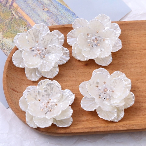Materiale per Gioielli Fai-da-te a Forma di Fiore di Camelia Perlata Multistrato per Orecchini Fermagli Fatti a Mano Perla Strass