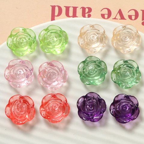 DIY Schmuckherstellung Zubehör Transparente Harz Rosenblüten Perlen Für Ohrringe Haarnadel Handyhülle Dekoration Mehrfarbig