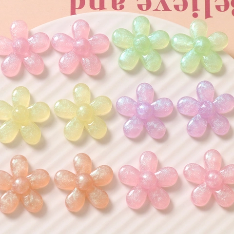 Glitter Resina Fiore di Prugno Cabochon a Dorso Piatto Colore Macaron Accessorio Fai da Te per Fermagli Custodie Telefoniche Creazione Gioielli