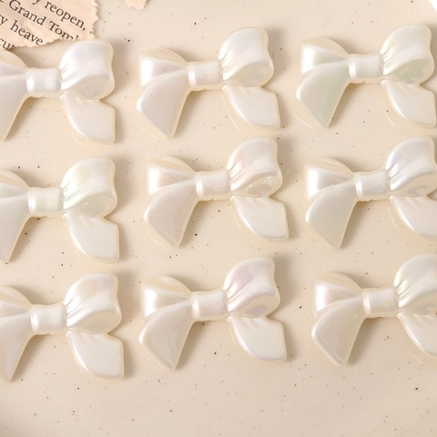 Sweet Japanese Style Artificial Pearl Bow Shape DIY Jewelry Accessory Pearlescent White Resin Bow For Earring Making