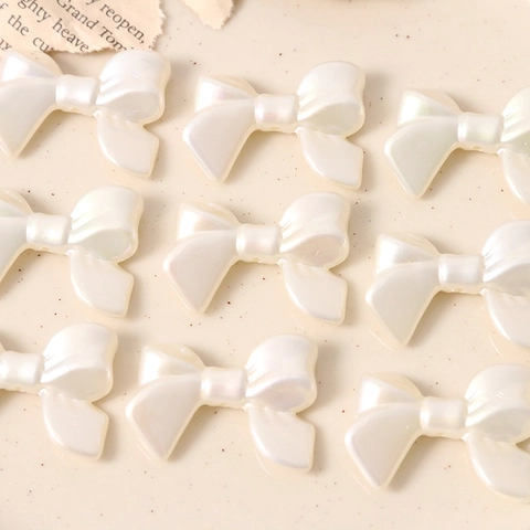 Sweet Japanese Style Artificial Pearl Bow Shape DIY Jewelry Accessory Pearlescent White Resin Bow For Earring Making