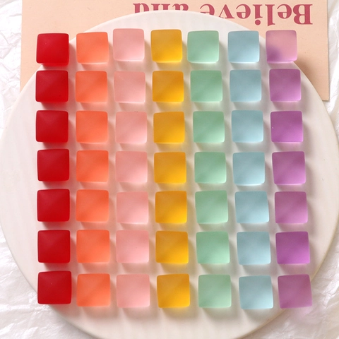 Accesorios de Resina Cuadrados Esmerilados Mate DIY Color Gelatina Geométrico Tono Caramelo Creación de Joyas Material de Artesanía
