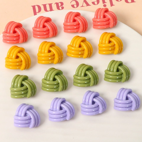 Accessoires en Résine de Triangle à Texture Tissée de Style Coréen pour Boucles d'Oreilles DIY Épingles à Cheveux Coques de Téléphone