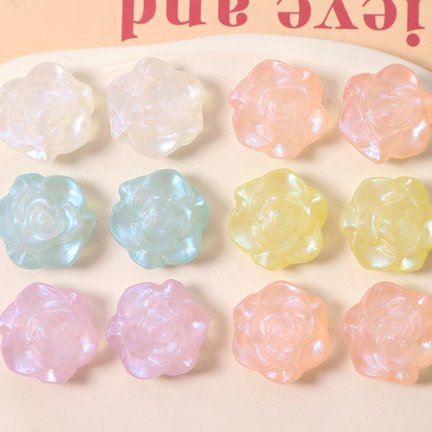 Amuletos de Resina de Flor de Camelia Nacarados con Purpurina Colgante Floral para Joyería DIY Pendientes Accesorios