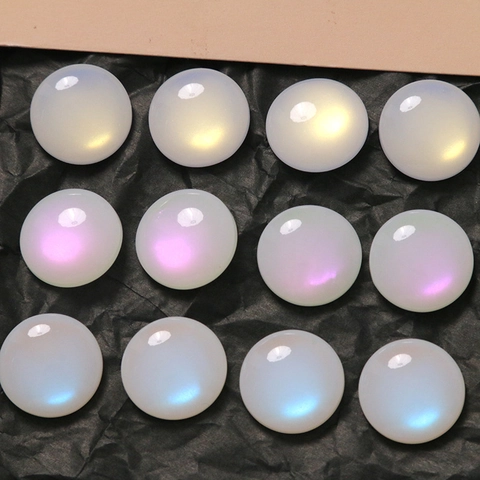 16mm Runde Muschel-Imitation AB Regenbogen Opal Harz Cabochon Flachrücken Für DIY Schmuckherstellung Ohrringe Handyhülle Material