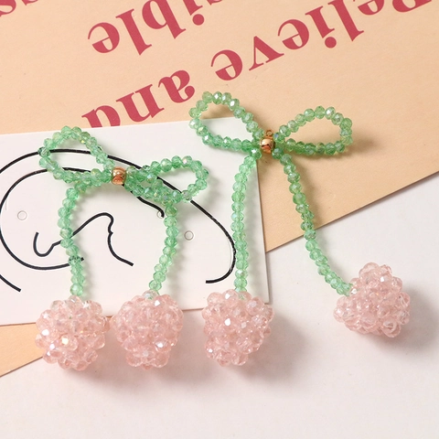Acryl Perlen Kirsch Schleife Anhänger Für Damen Süß Frucht Stil DIY Schmuck Zubehör Handgefertigte Ohrring Tropfen Material