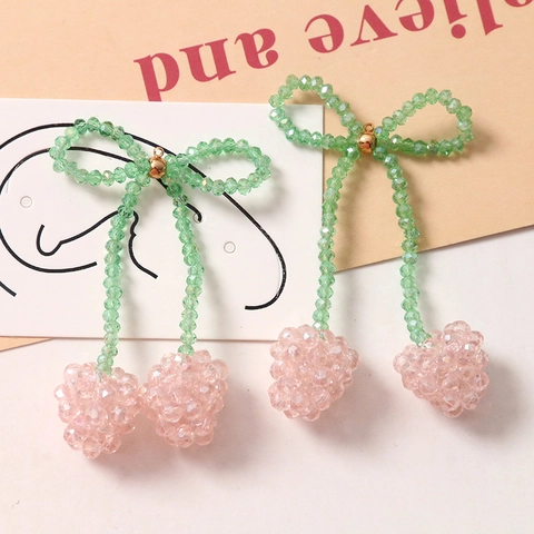 Acryl Perlen Kirsch Schleife Anhänger Für Damen Süß Frucht Stil DIY Schmuck Zubehör Handgefertigte Ohrring Tropfen Material